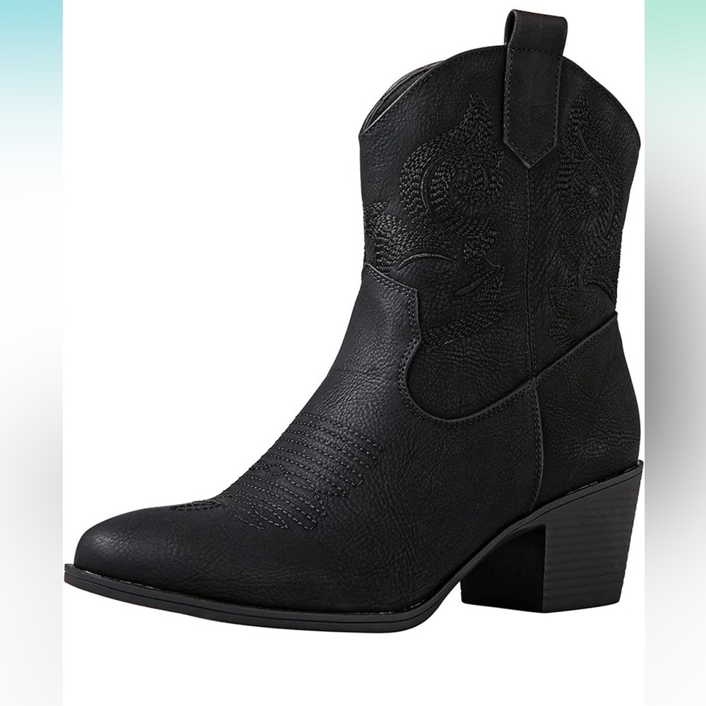 Black Short Western Cowboy Boots